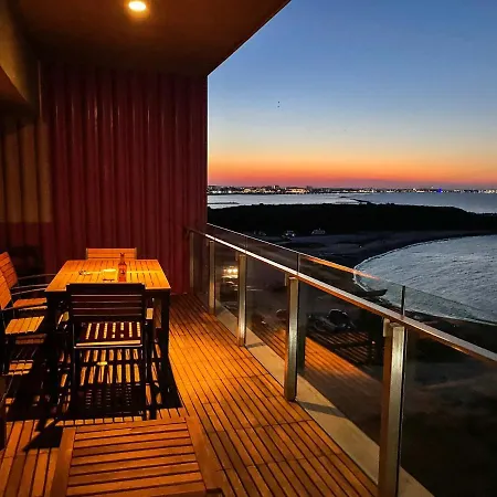 Beachfront Designer Apt, 100 Sqm, 2-bath, Huge Terrace On The Sea Shore شقة *